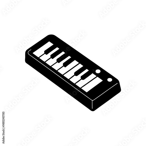 toy keyboard with colored buttons on white 