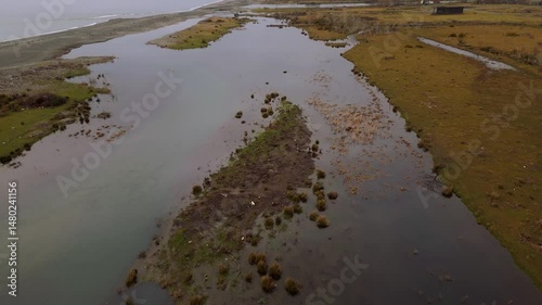 Exploring the Submerged Shores of Adjara at the Black Sea Coastline Where a River Meets the Ocean