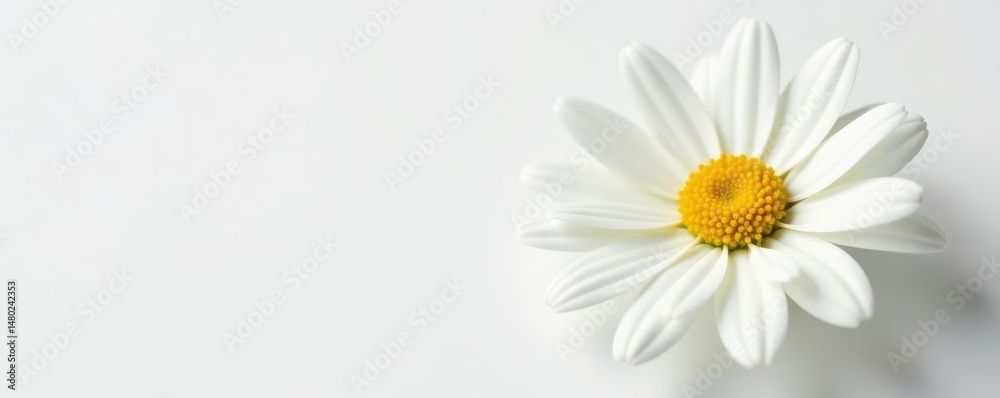 Fototapeta premium A pristine Marguerite daisy, showcasing its delicate structure and bright white petals on a clean, white background , petals, blossom