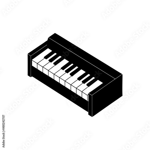 toy piano with black and white keys on white 