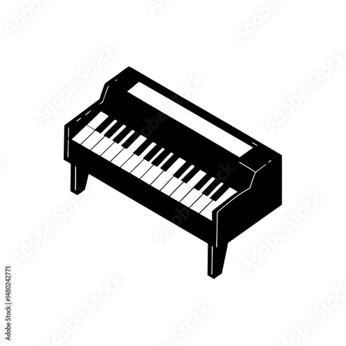 toy piano with colorful keys on white background   