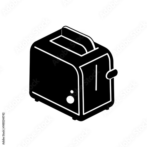 toy toaster with pop up toast on white background  