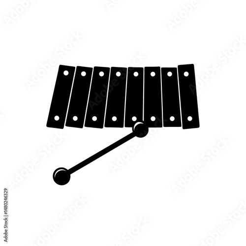 toy xylophone with mallet on white background  .svg