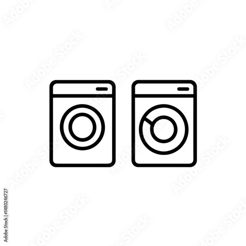 Two washing machines in a minimalist design for staff laundry use  