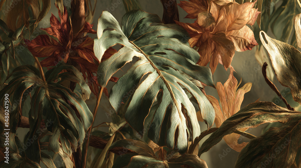 Fototapeta premium earthy tones and monstera