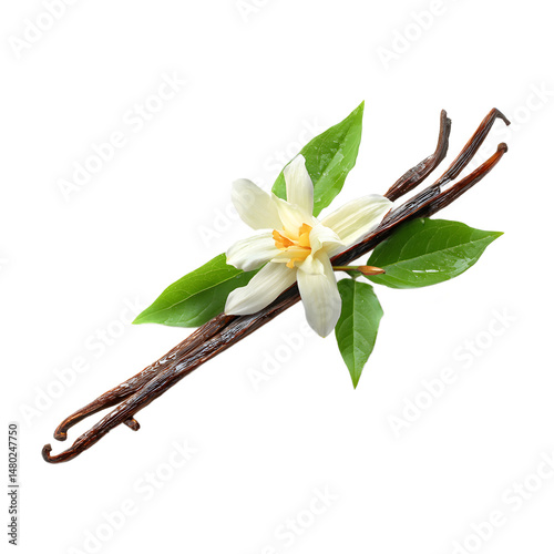 Aromatic Vanilla Beans with Blossoms, Perfect for Food Photography