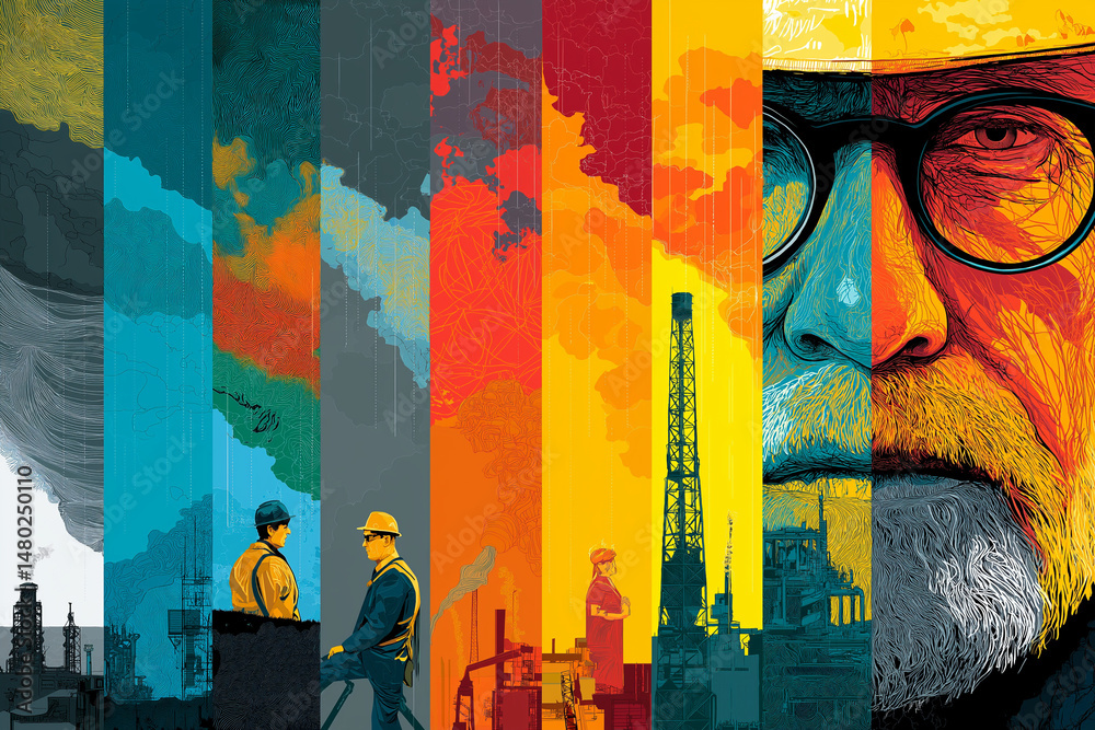 Fototapeta premium Vector infographic celebrating different industries, Labor Day special, pictograms of various professions