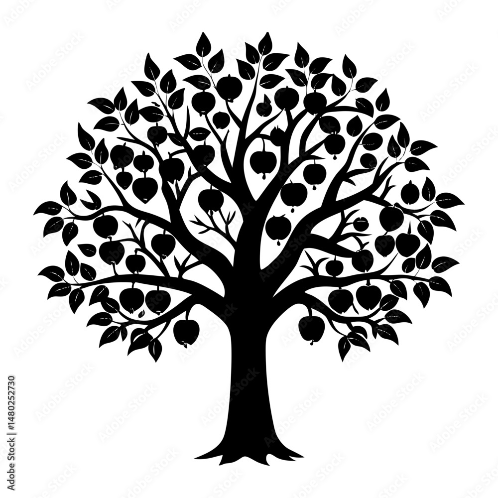 Obraz premium Apple Tree Silhouette vector illustration