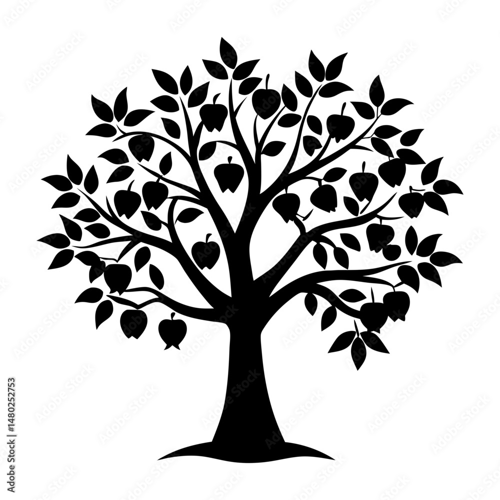 Obraz premium Apple Tree Silhouette vector illustration