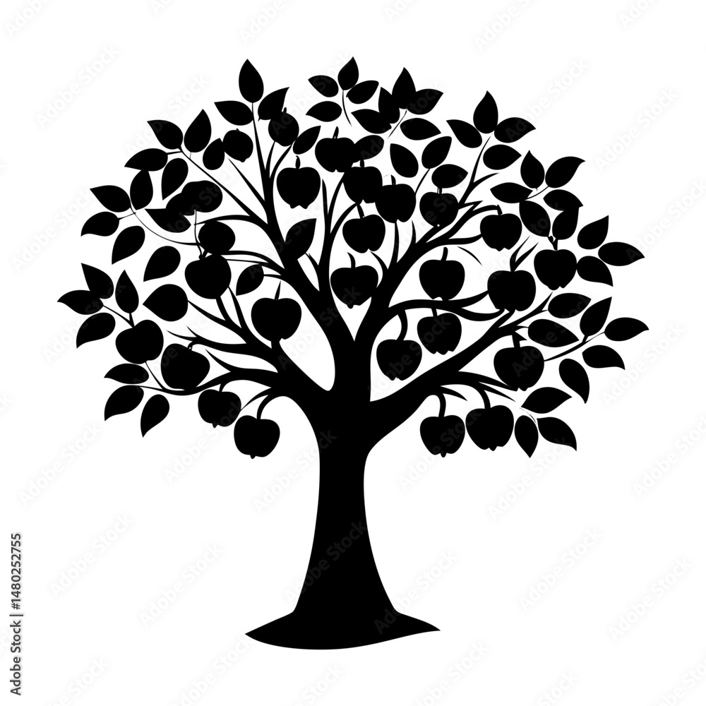 Fototapeta premium Apple Tree Silhouette vector illustration