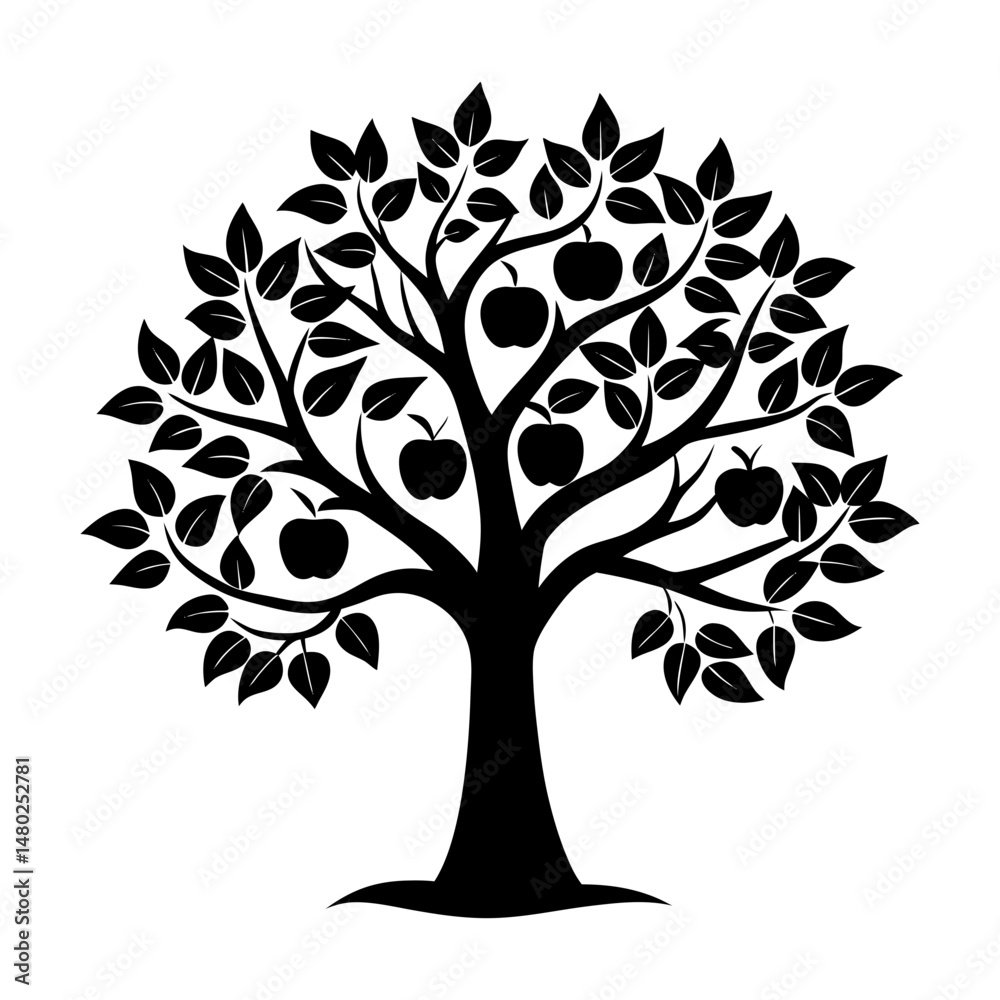 Obraz premium Apple Tree Silhouette vector illustration