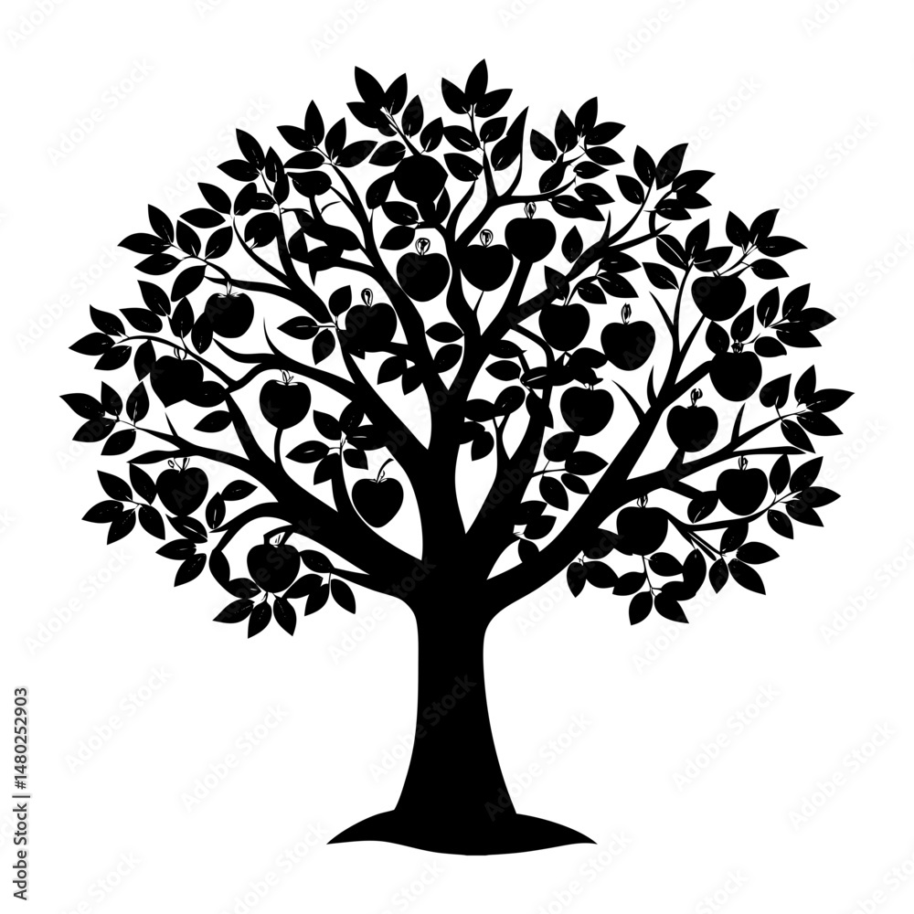 Obraz premium Apple Tree Silhouette vector illustration
