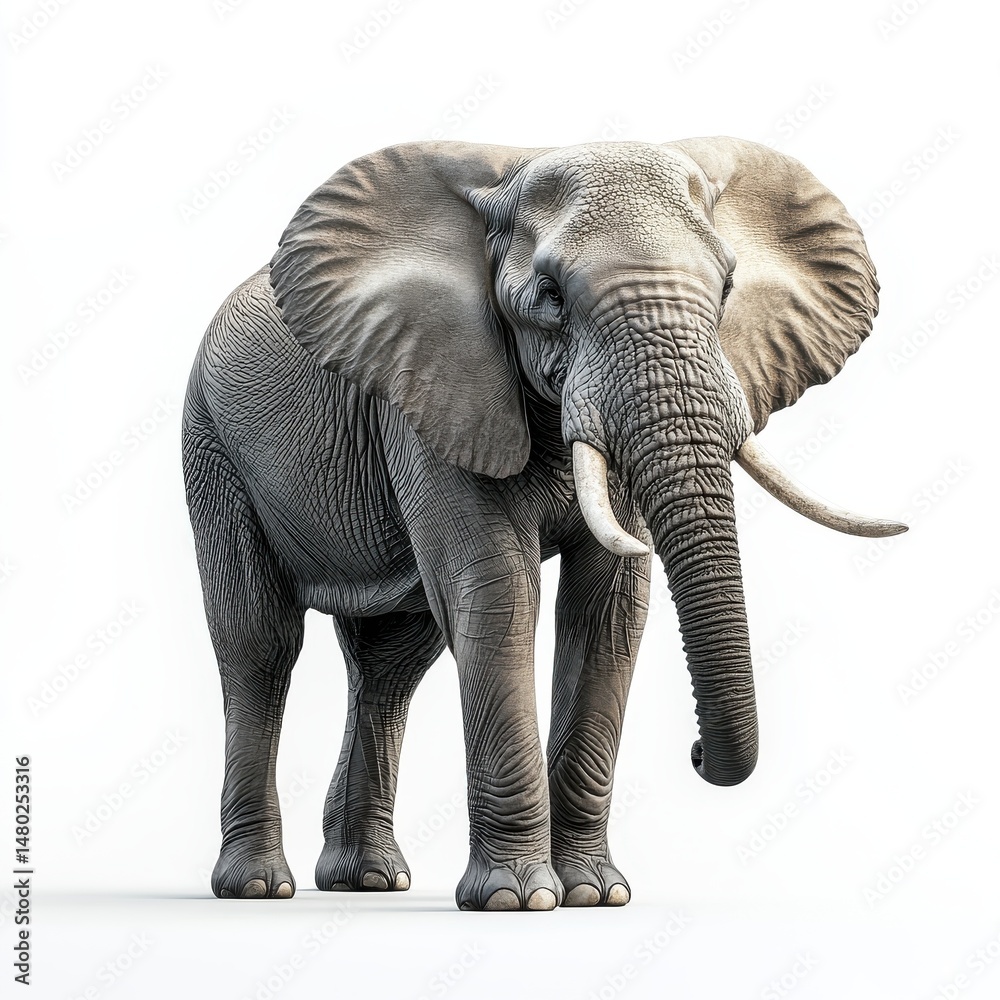 Fototapeta premium Pixelated African Elephant on White Background
