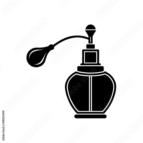 vintage perfume bottle with atomizer on white 