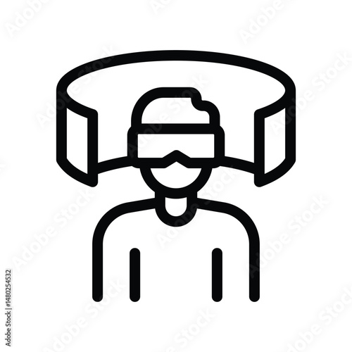 6 virtual reality line icon illustration vector graphic.eps