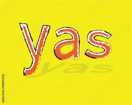 YAS 3D word on yellow background