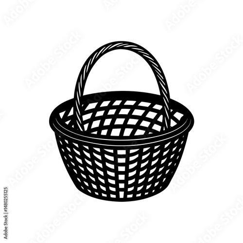 wicker basket  a rustic  woven wicker basket 