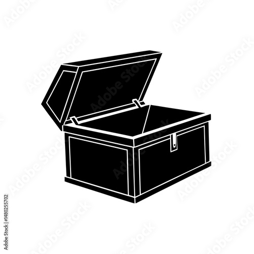 wooden box with hinged lid on white background  .svg