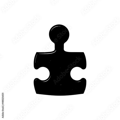 wooden puzzle piece with knob on white background .svg