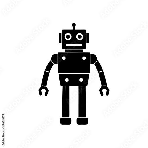wooden robot with jointed limbs on white 