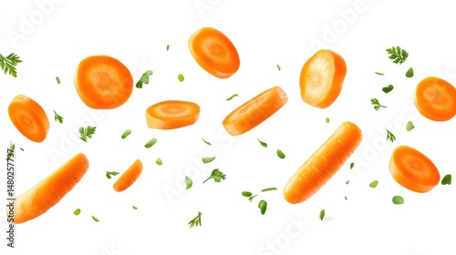 Wallpaper Mural Floating Carrots and Parsley: A Vibrant Culinary Image Torontodigital.ca