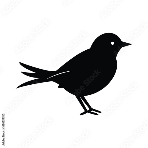 Lark Bird Silhouette Clipart Set Black on White Background