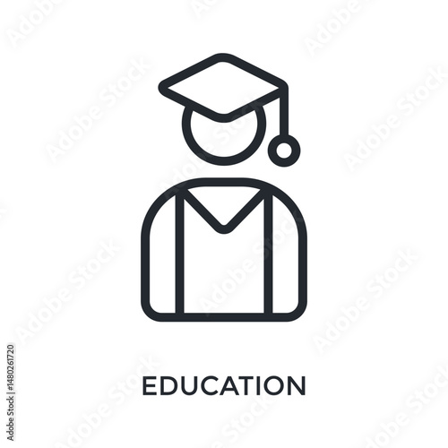 Education Icon Outline Style. Vector Illustration For Graphic Design