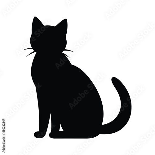 Chloe Cat Silhouette Set Clipart on White Background photo
