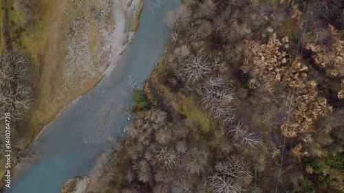 Beautiful Aerial View of Landscape in Adjara, Georgia Showcasing Rivers, Fields, and Vibrant Settlements