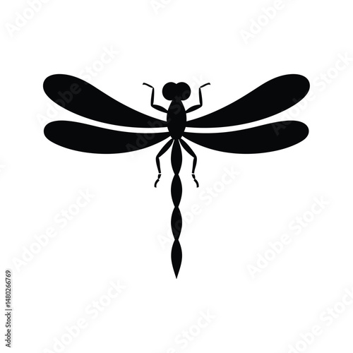 Dragonfly Set Silhouette Clipart on White Background