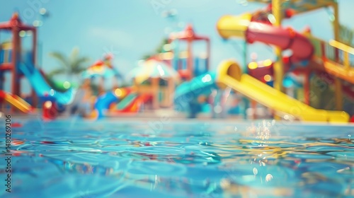 Wallpaper Mural Soft blurry summer background with sunlit aqua park and dreamy light Torontodigital.ca