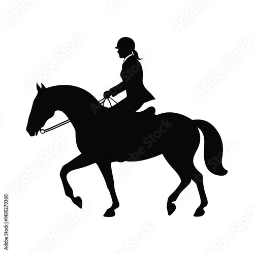 Horseback Rider Silhouette Clipart on White Background