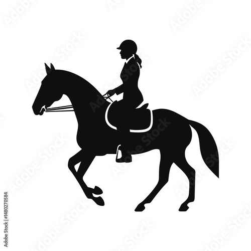 Horseback Rider Silhouette Clipart on White Background