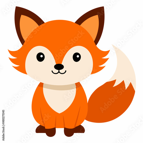 Cartoon cute little fox Vector illustration