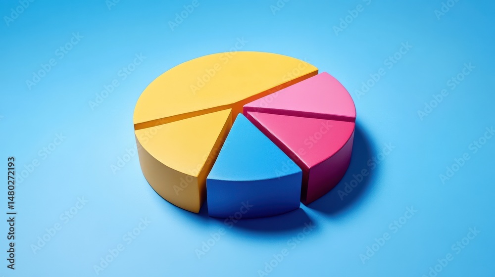 Obraz premium Colorful Pie Chart on Blue Background for Data Visualization