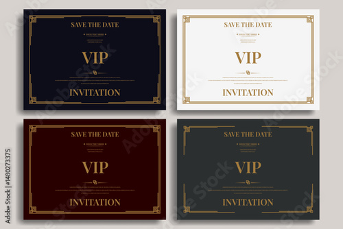 Vintage luxury invitation card template. Elegant invitation with minimalist gold line design and premium classic theme for certificates, or business cards.