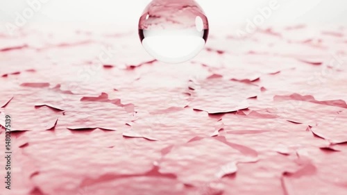 Anti aging serum drop of vitamin skincare on skin dry peels off after sunburn, removes wrinkles red