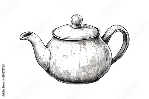 Hand-drawn teapot isolated on transparent background

