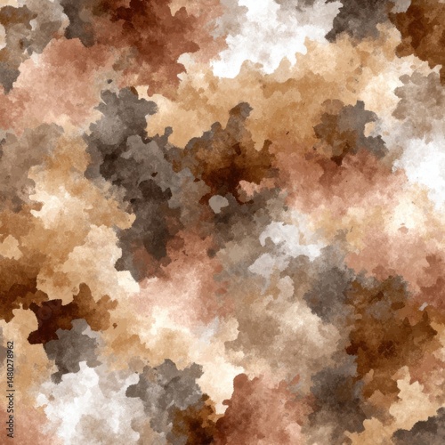 Abstract watercolor painting of earth tones creating a seamless pattern with brown beige gray and white colors for backgrounds