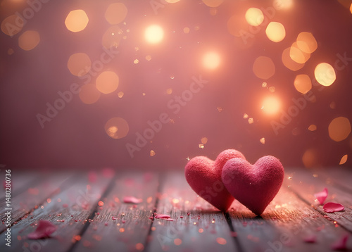 Pink hearts with love, romance, and bokeh