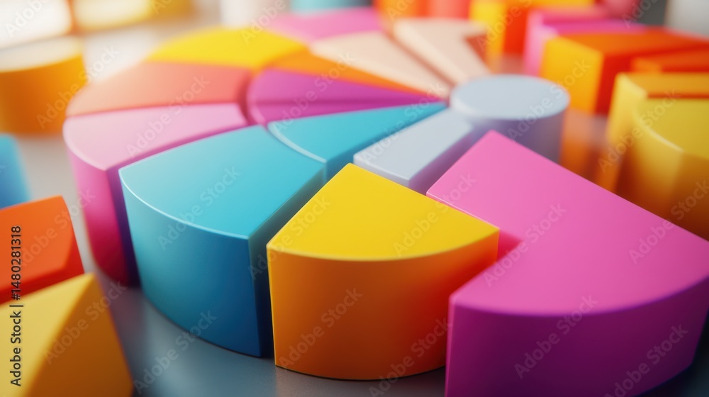 Obraz premium Colorful Geometric Shapes Arrangement for Creative Design Concepts