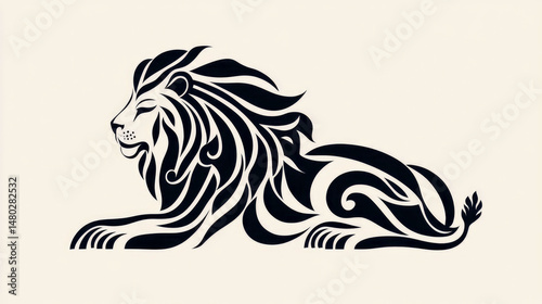Wallpaper Mural Majestic Lion Resting: Abstract Black Silhouette Art Torontodigital.ca