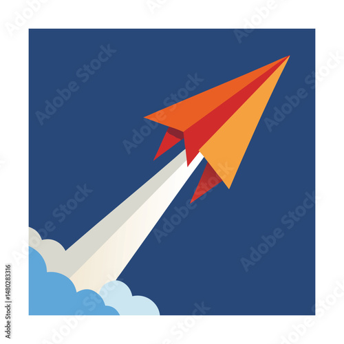 paper plane on blue background