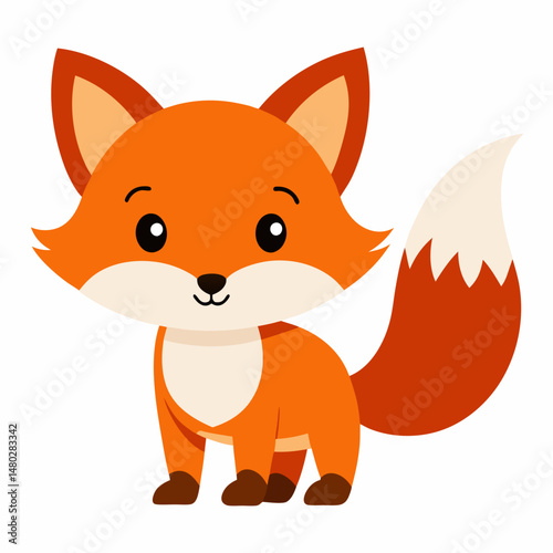 Cartoon cute little fox Vector illustration