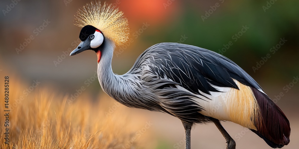 Fototapeta premium Striking Crowned Crane Perched Elegantly
