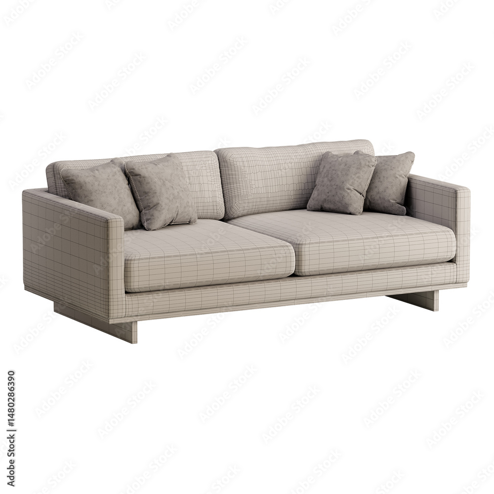 Fototapeta premium A white couch with pillows on it