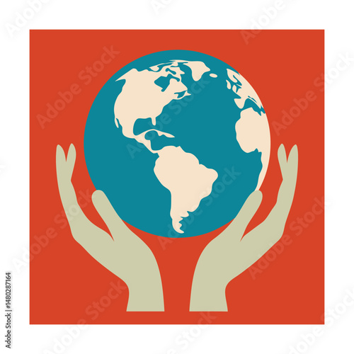 Hands holding the earth globe representing environmental protection and global unity