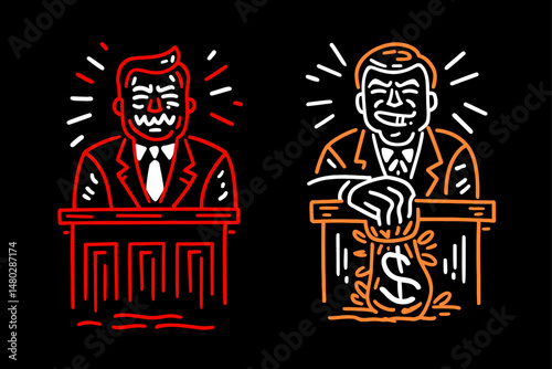 Creative Illustration of Two Cartoon Characters Representing Justice