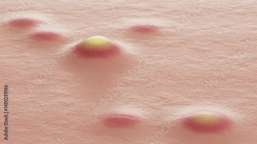 Acne pop up on face skin. pimple causing and copy space