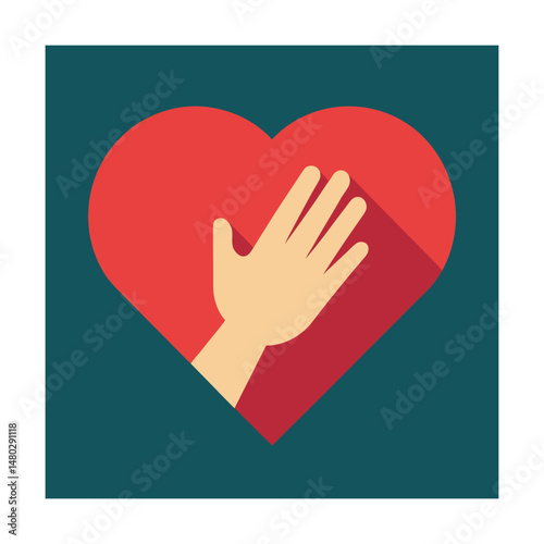 Hand placed on heart symbolizing love kindness support and care for emotional wellbeing